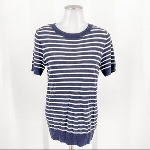 1901 navy white stripe crew short sleeve top